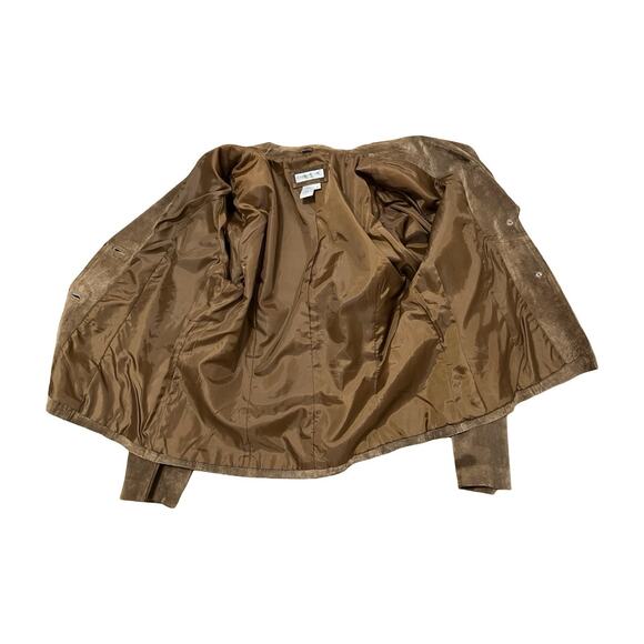 Coldwater Creek Womens Leather Suede Blazer Jacket Size L Brown Western Ranch - Picture 6 of 8
